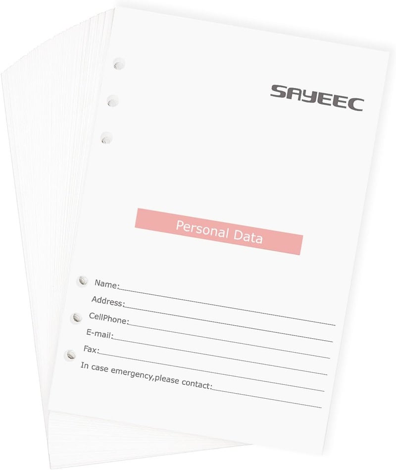 SAYEEC A5 Refill Paper Loose Leaf Lined Paper for A5 Planner Organizer 6 Holes Ring Binder Planner for Journals Notebooks Diaries Inserts, 80 Sheets - Image 1